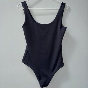 Express Medium Body Contour Gray Tank Bodysuit Career Business Casual Simple